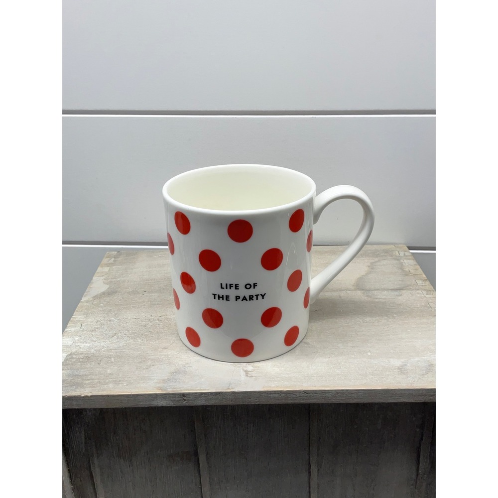 Kate Spade New York Lenox Chic Speak Life of the Party Polka Dot Mug White Red